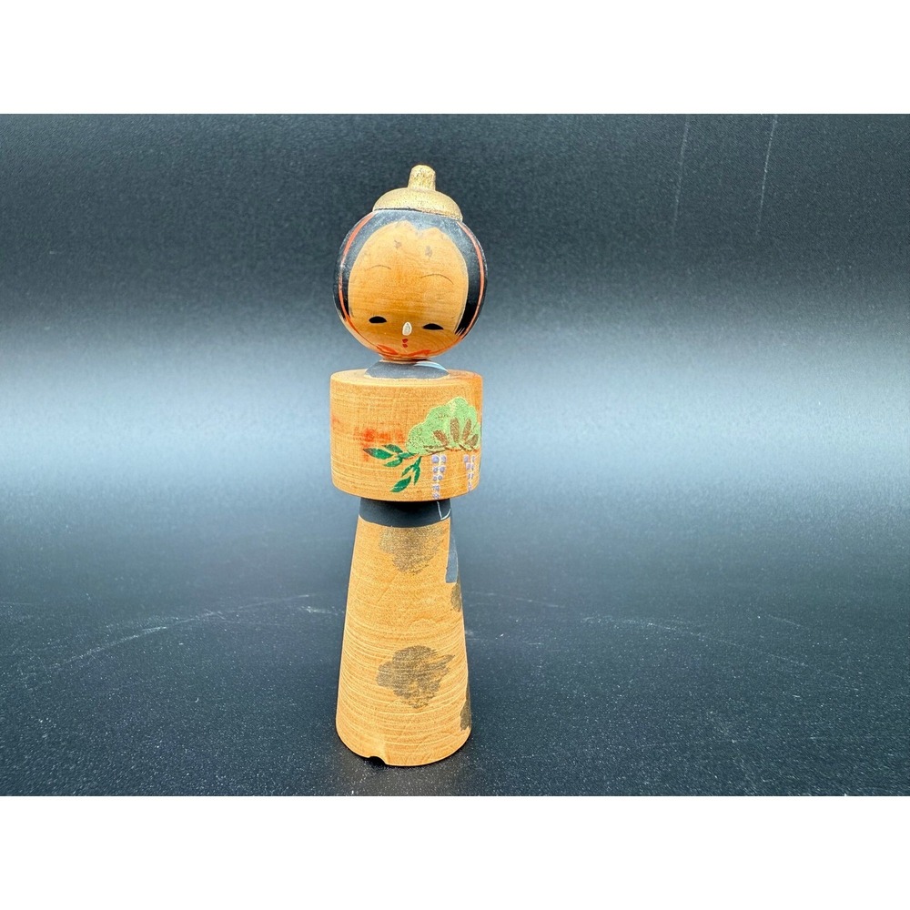 Vintage Japanese Kokeshi Doll Hand Painted Wooden Folk Art Toy Figurine